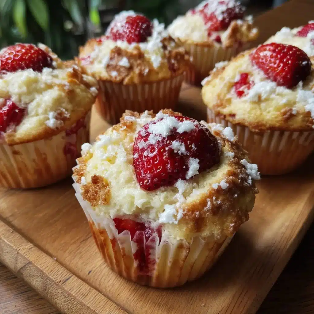 Delicious spring strawberry ricotta cupcakes topped with fresh strawberries