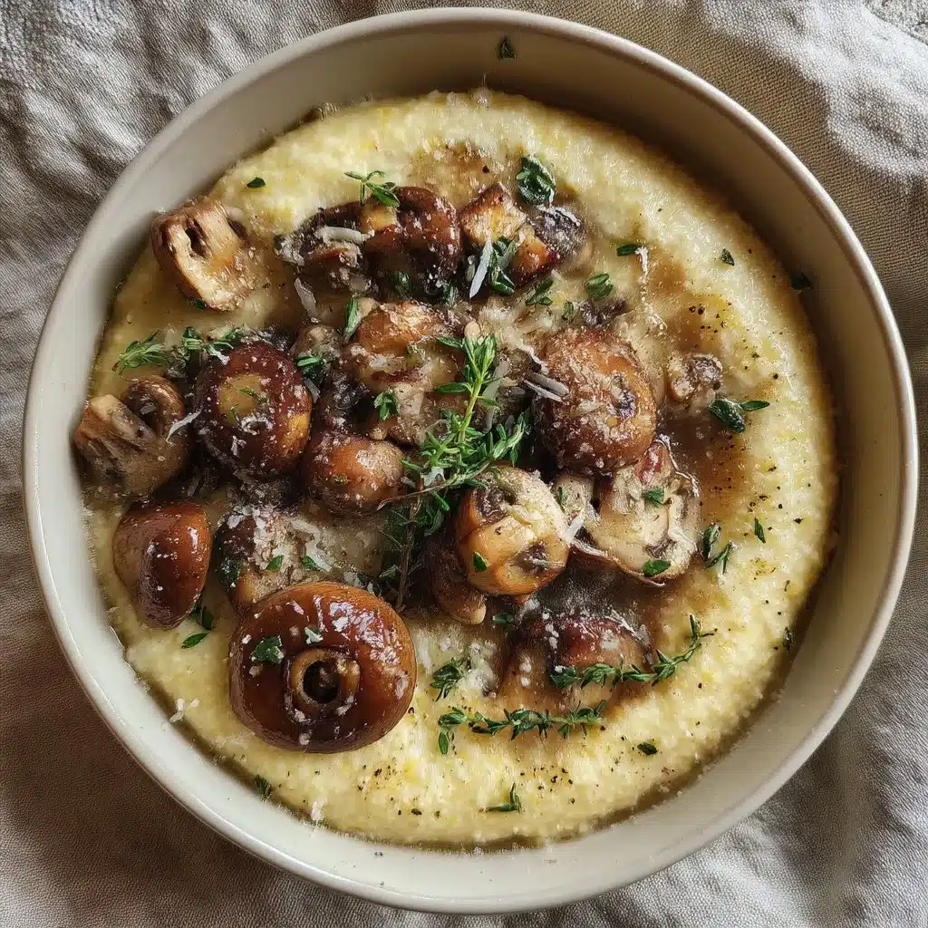 Creamy Ricotta Polenta with Mushrooms