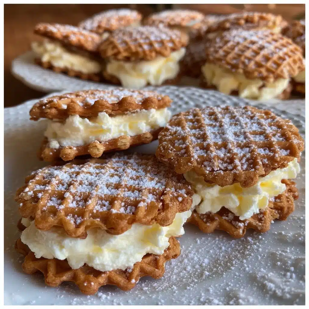 Crispy Pizzelle Sandwich Cookies with Mascarpone Filling