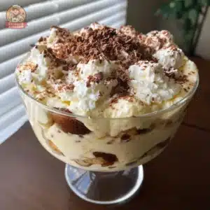 Delicious Baileys coffee trifle with layers of ricotta and chocolate
