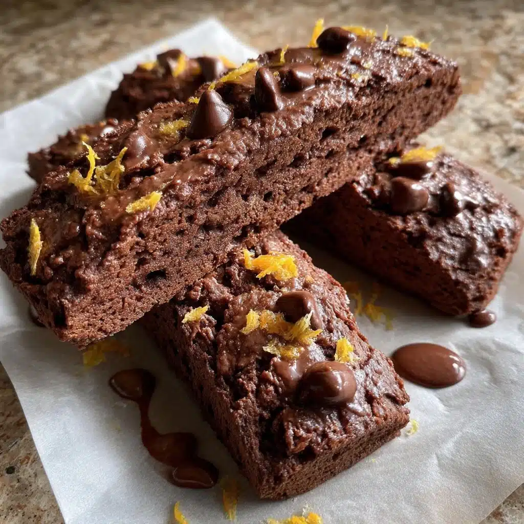 Double chocolate biscotti with orange zest displayed on a wooden table