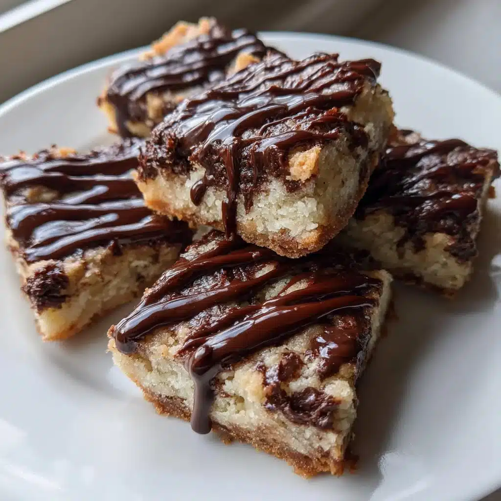 Espresso Shortbread Cookie Bars with Chocolate Drizzle