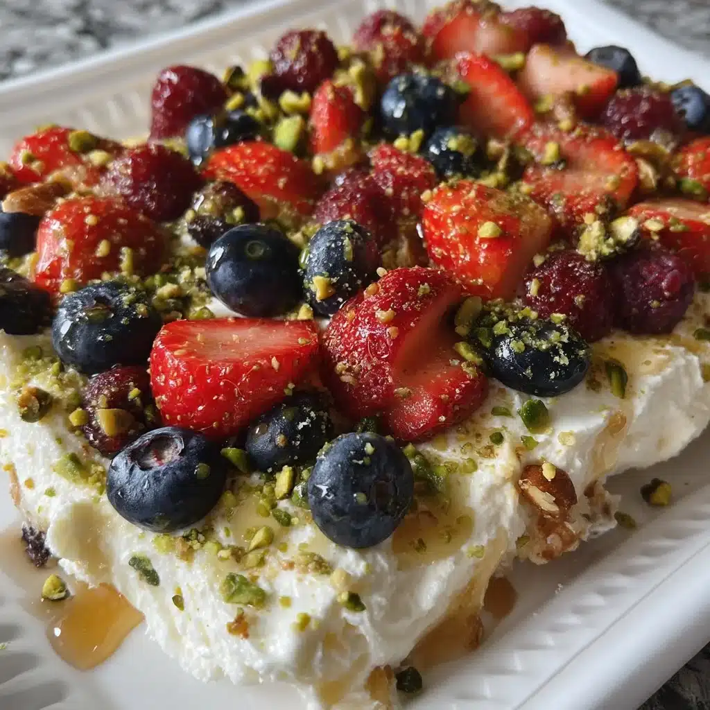 Frozen Yogurt Ricotta Bark with Berries + Pistachios