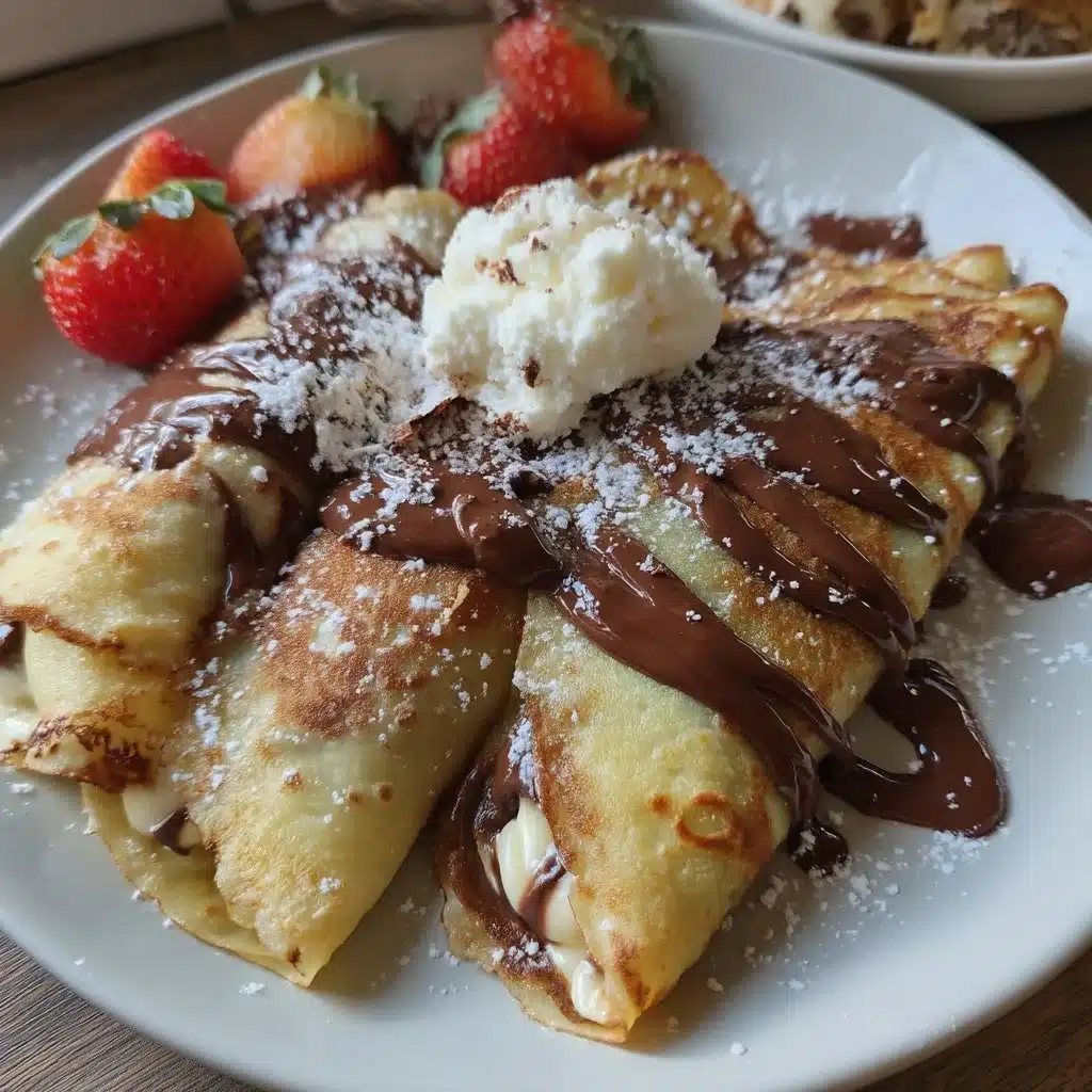 Mascarpone Cream Stuffed Crepes with Nutella Drizzle