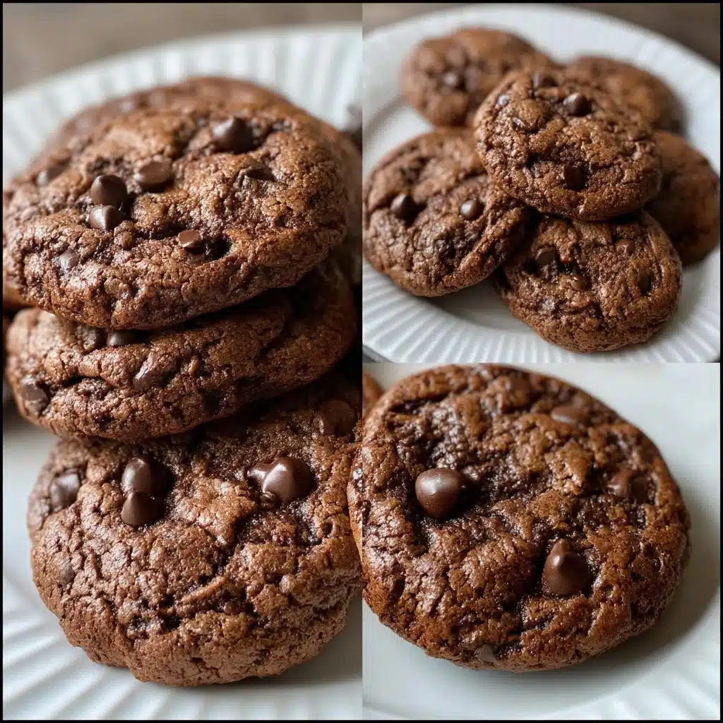 Mascarpone stuffed chocolate cookies on a plate with a bite taken out