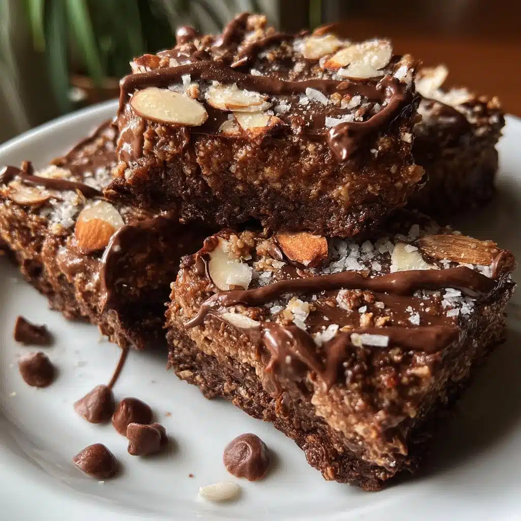 No-Bake Chocolate Almond Bars 1 Delicious no-bake chocolate almond bars topped with chocolate and almonds