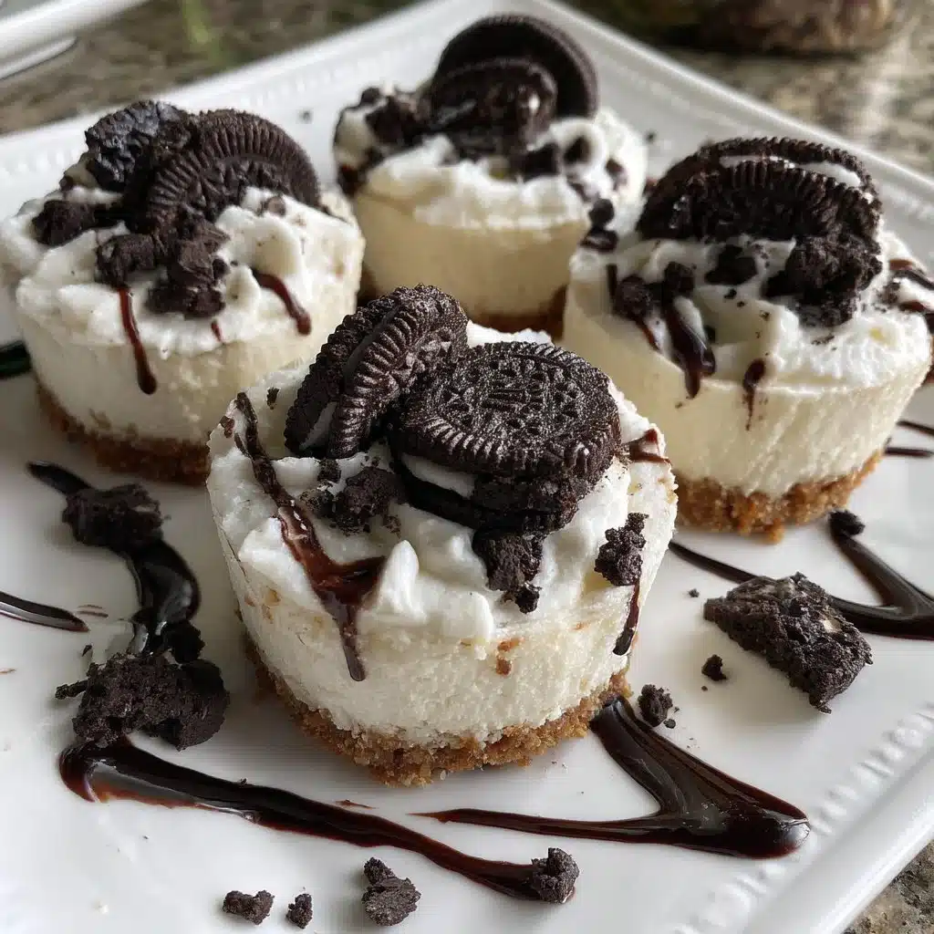 No-Bake Cookies and Cream Cheesecake Cups 1 No-bake cookies and cream cheesecake cups topped with crushed cookies