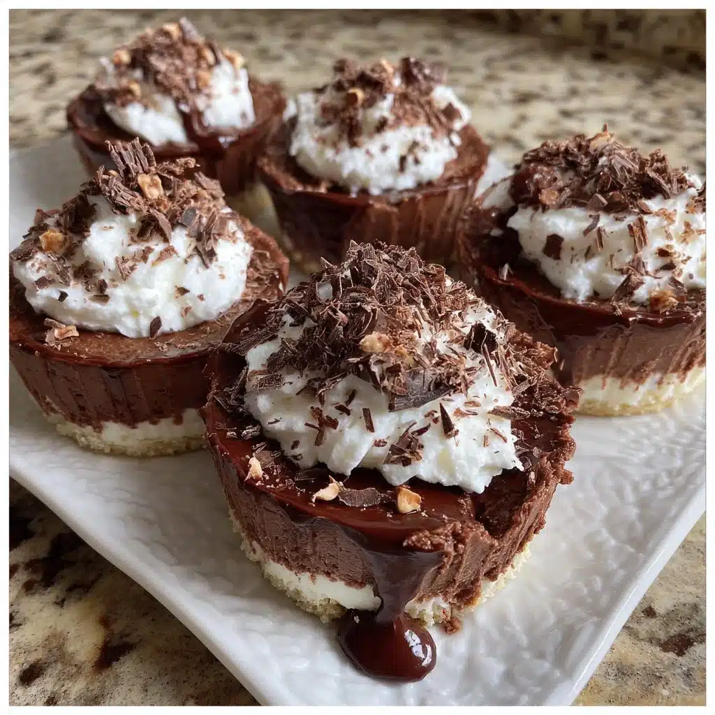 Nutella Ricotta Mousse Dessert Cups topped with chocolate and hazelnuts