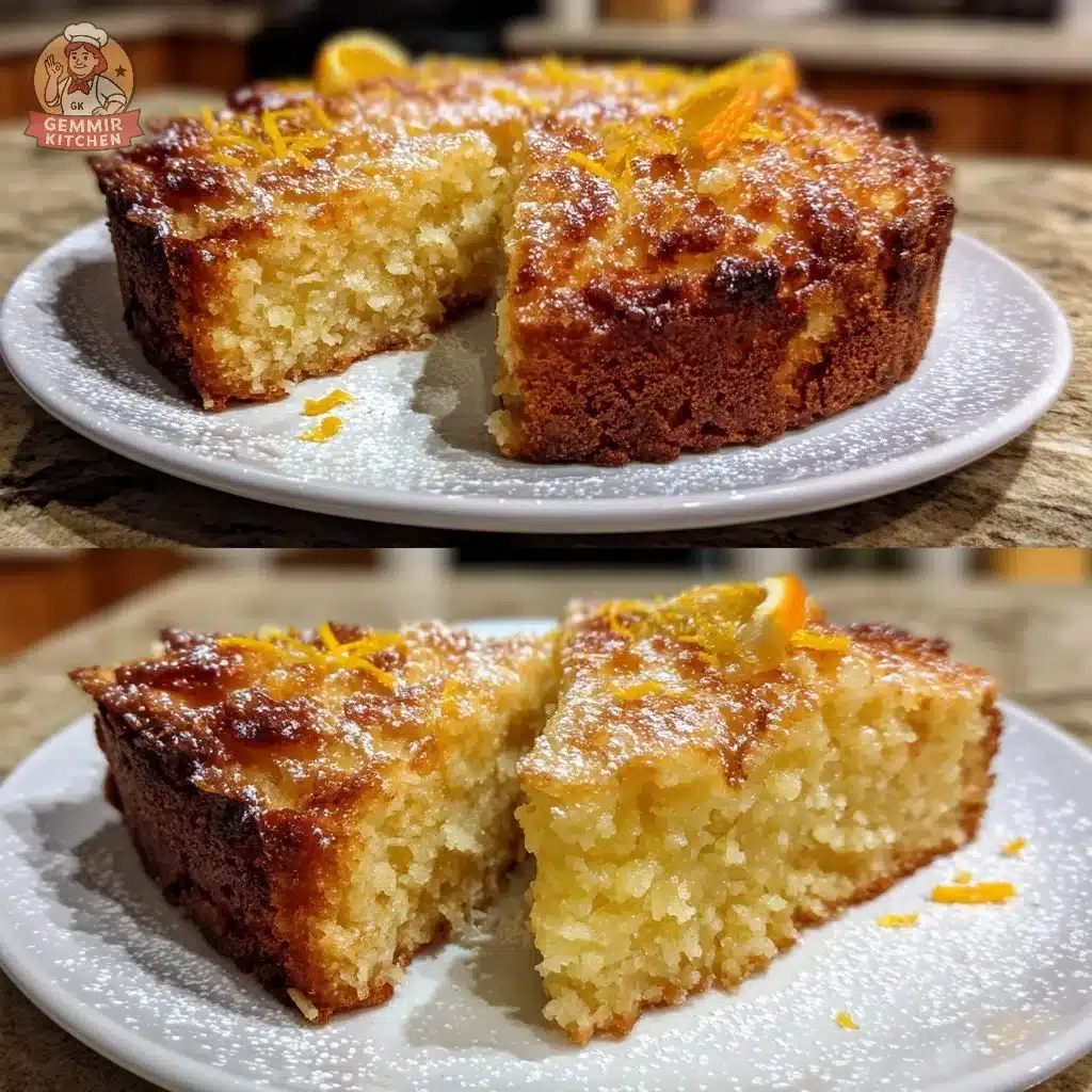 Slice of Orange Almond Ricotta Cake topped with orange zest and almonds