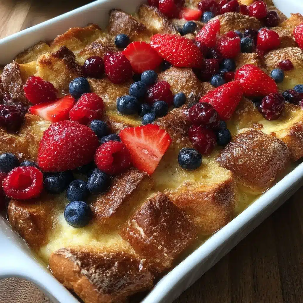Overnight Brunch French Toast Casserole with Ricotta + Berries