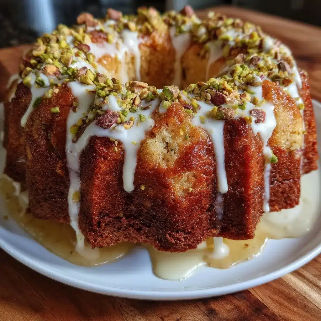 Pistachio Bundt Cake with Irish Cream Glaze