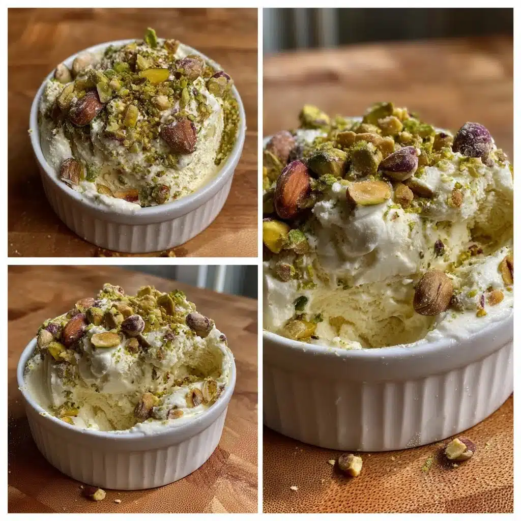 Pistachio Mascarpone Ice Cream (No Churn) 4 No churn pistachio mascarpone ice cream served in a bowl