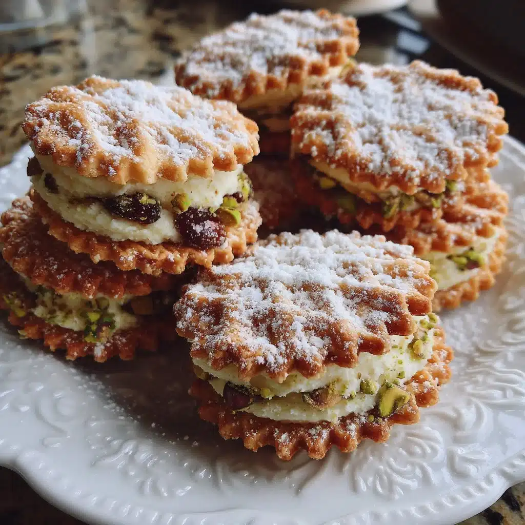 Pistachio Pizzelle Sandwich Cookies