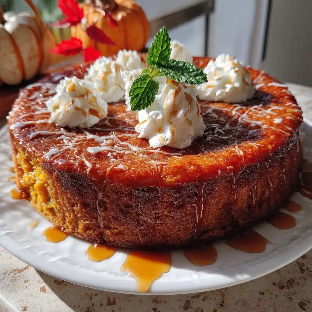 Slice of Pumpkin Spice Ricotta Cake topped with whipped cream and spices