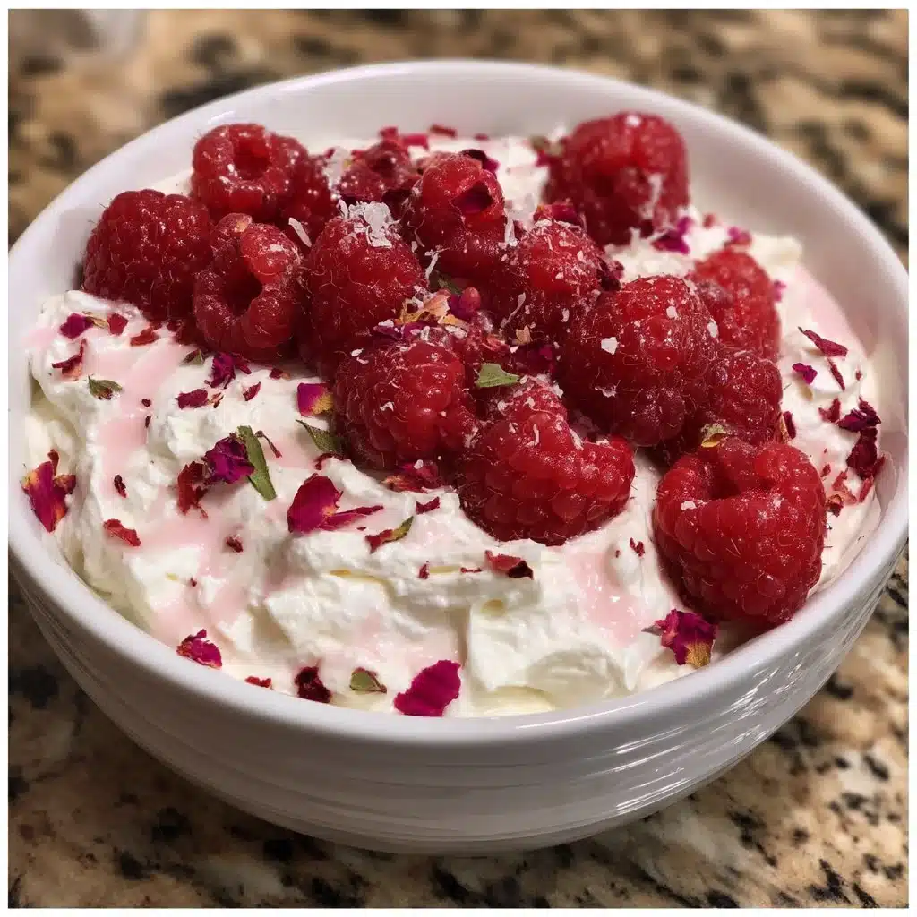 Raspberry Rose Mascarpone Mousse served in a glass with berries on top