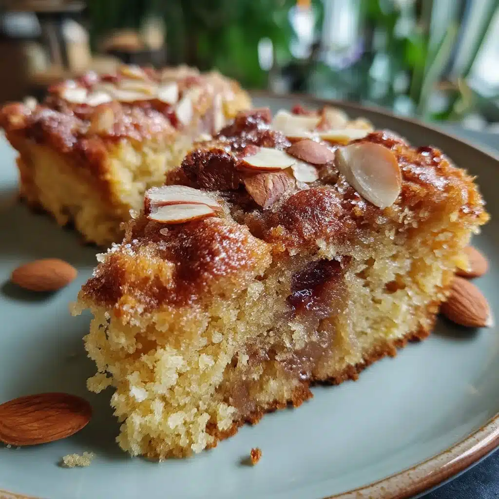 Rhubarb Almond Snack Cake