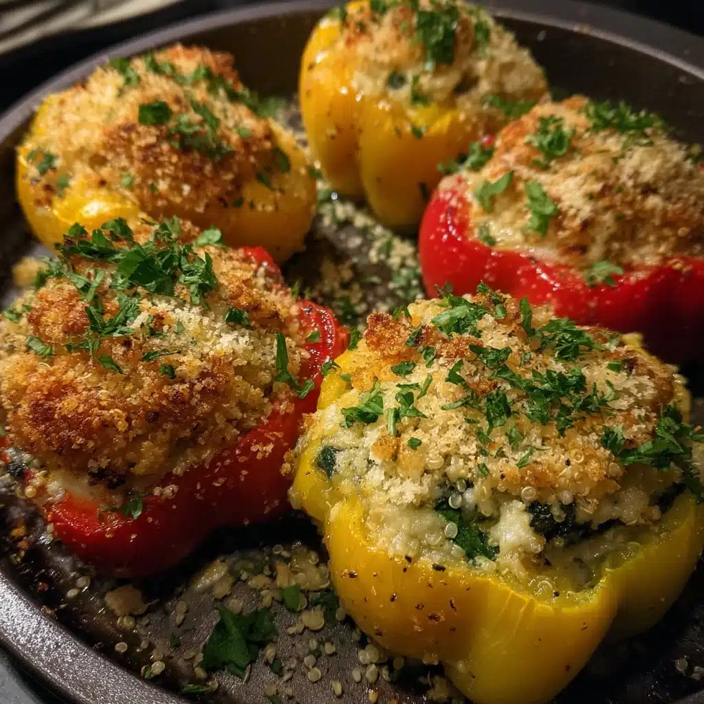 Ricotta stuffed peppers topped with lemon herb breadcrumbs