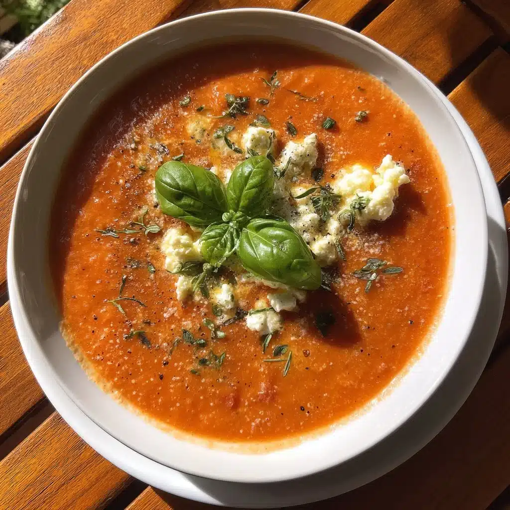 Ricotta Tomato Soup (Creamy without Cream) 4 Bowl of creamy ricotta tomato soup garnished with fresh herbs