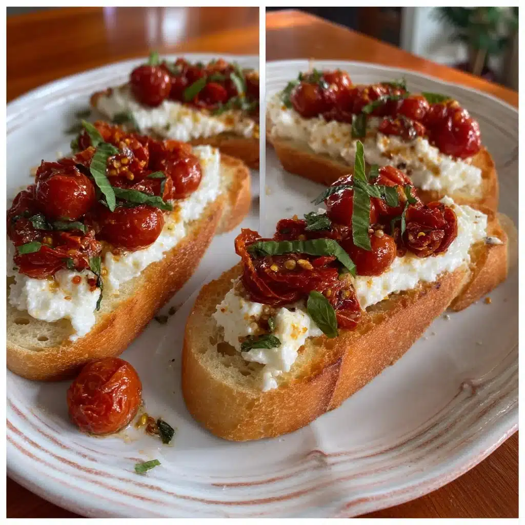 Roasted Tomato Whipped Ricotta Crostini