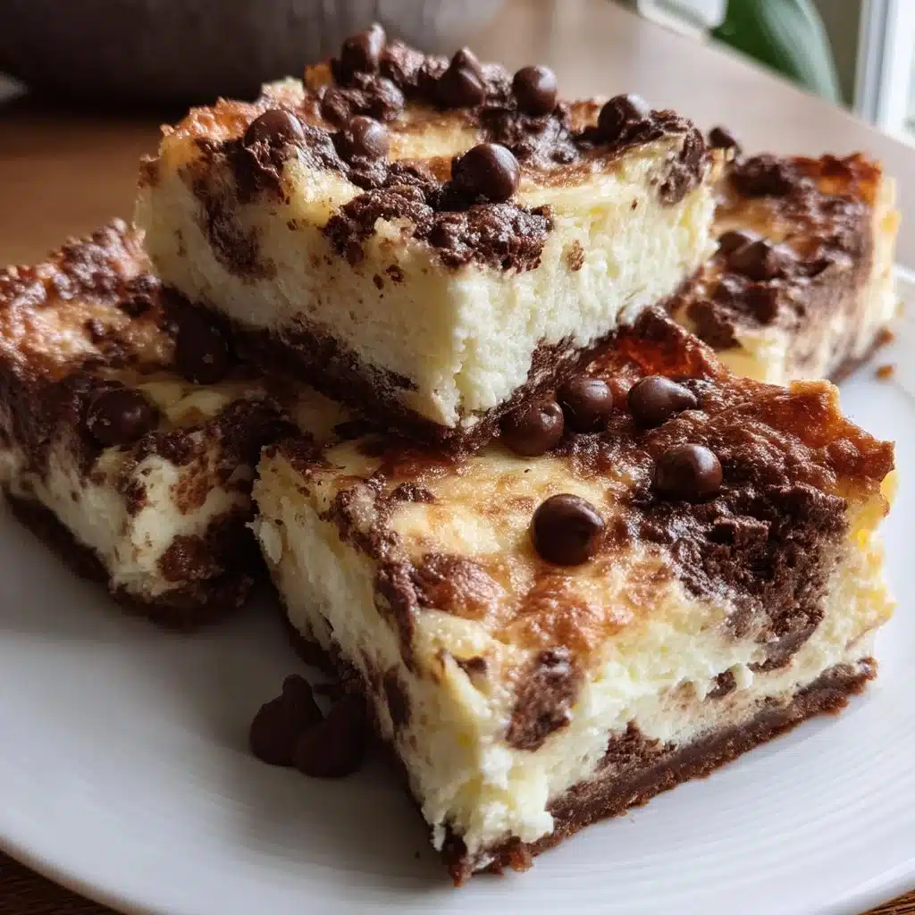Stracciatella Ricotta Cheesecake Bars (Chocolate Chip Swirl)
