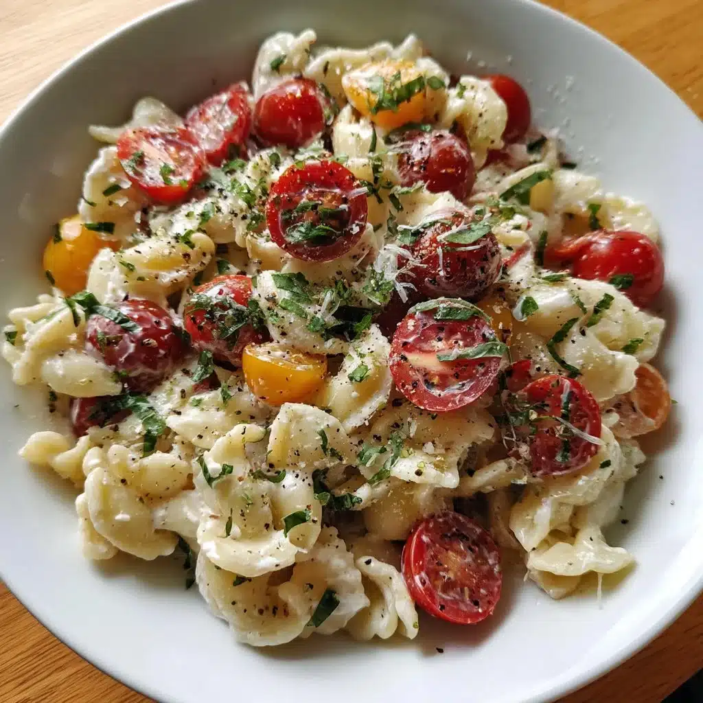 Summer Ricotta Pasta Salad with Basil and Tomatoes