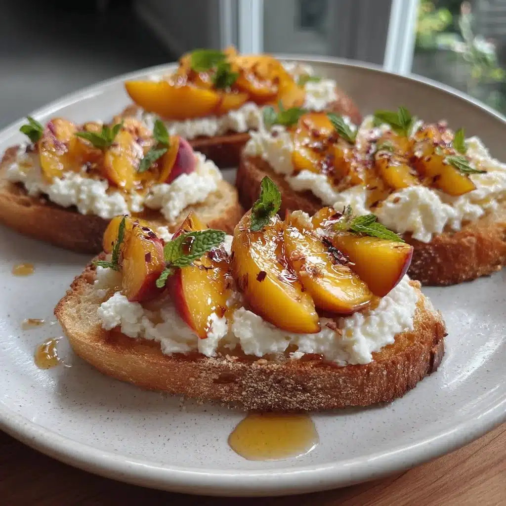 Whipped Ricotta Toast with Hot Honey + Peaches