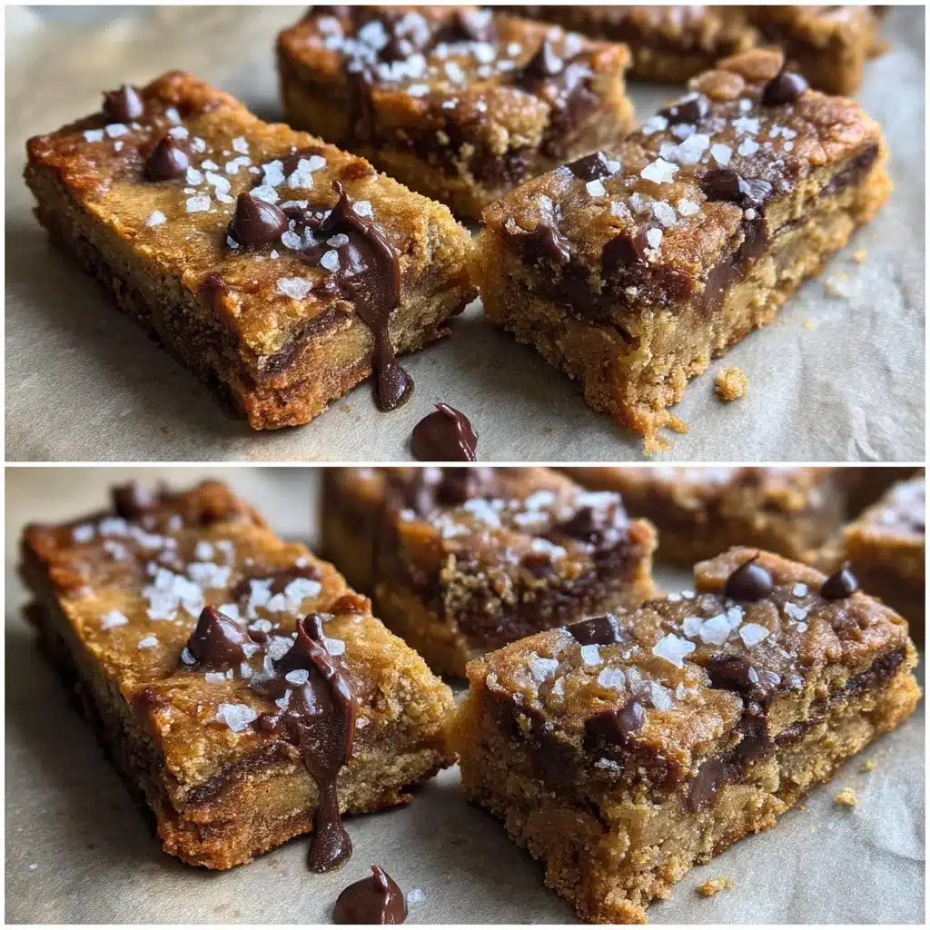 Delicious almond butter cookie bars topped with sea salt