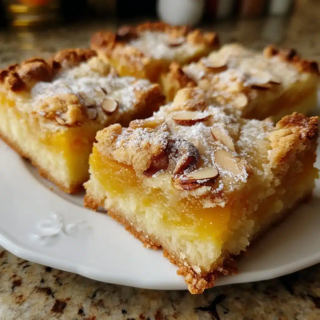 Apricot Almond Custard Bars with Buttery Shortbread Crust