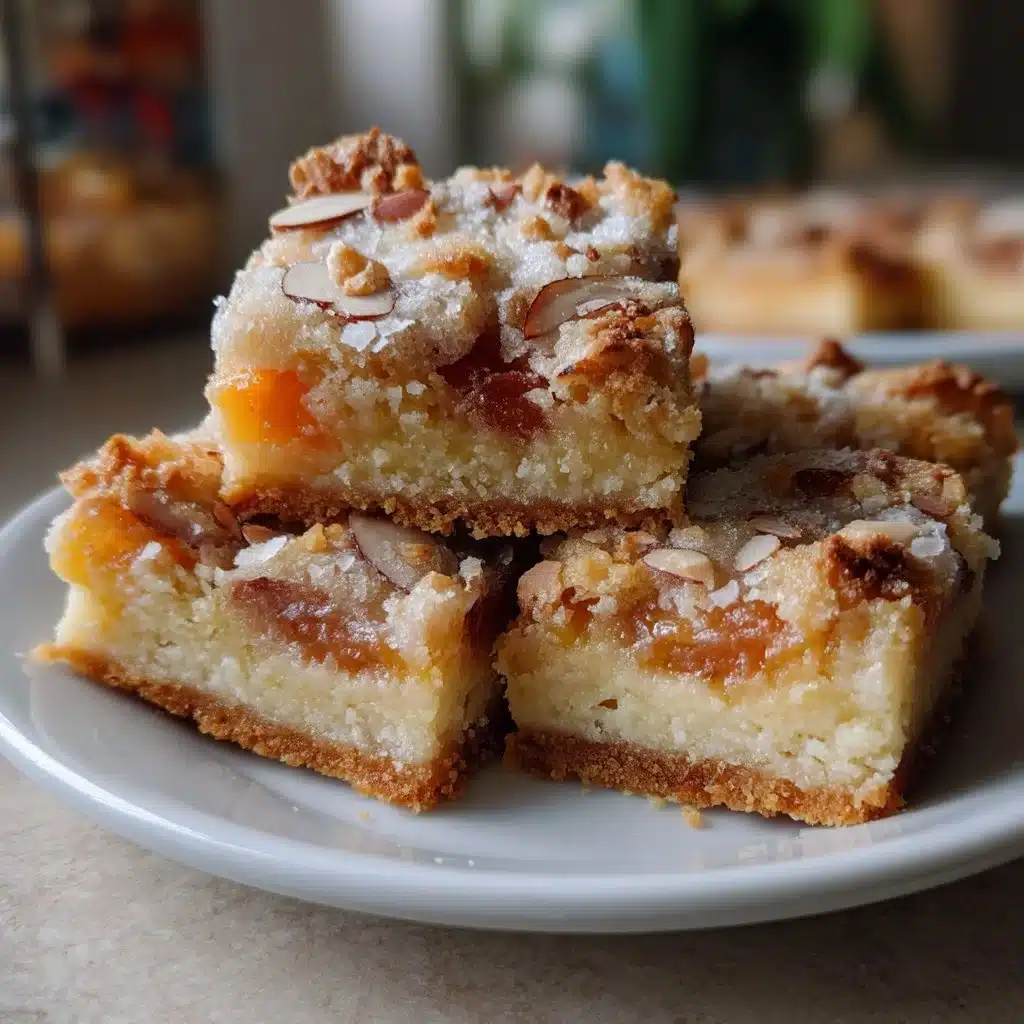 Apricot Almond Custard Bars with Buttery Shortbread Crust
