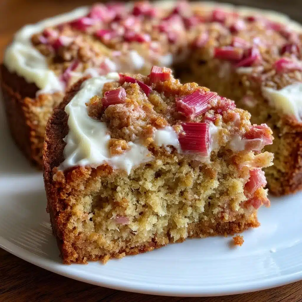 Best Rhubarb Cake for Spring Gatherings 1 Delicious rhubarb cake served at a spring gathering