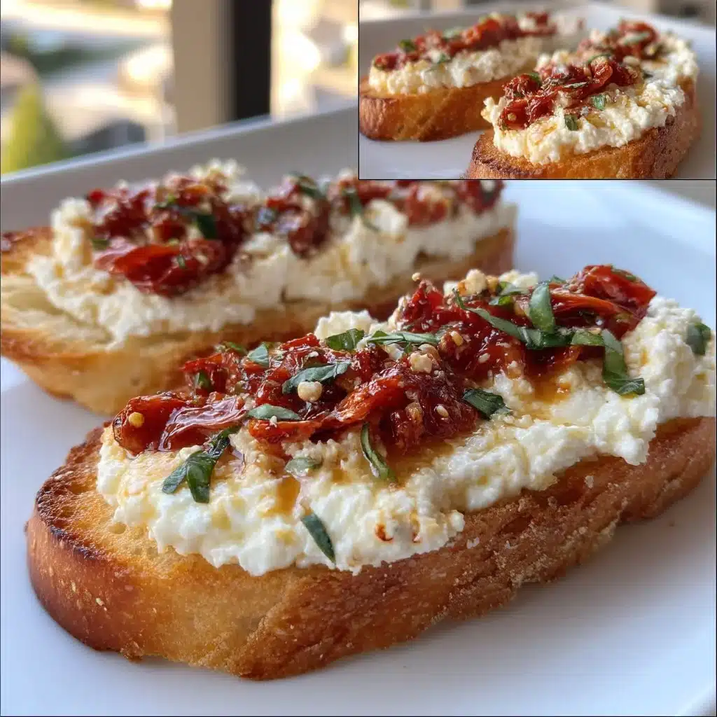 Crispy Garlic Ricotta Toasts with Roasted Peppers