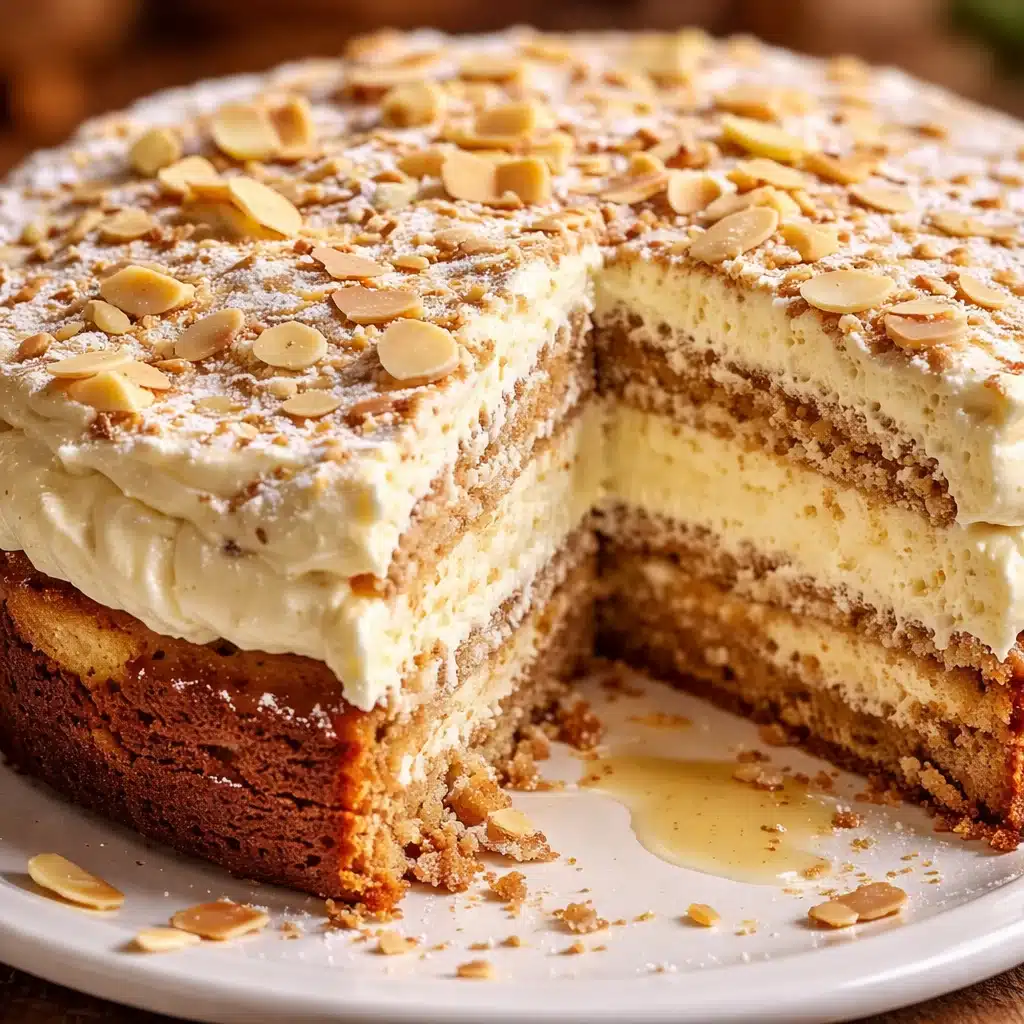 Indulge in Espresso Almond Cake with Ricotta and Limoncello Cream 1 Delicious Espresso Almond Cake topped with Ricotta, Whipped Cream, and Limoncello.