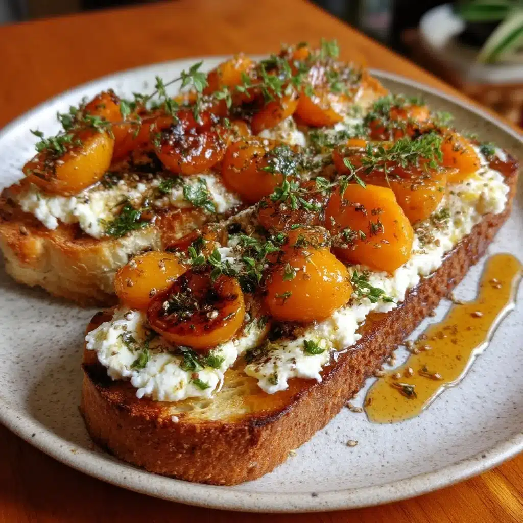 Ricotta Toast with Roasted Apricots and Honey 1 Ricotta Toast with Roasted Apricots and Honey