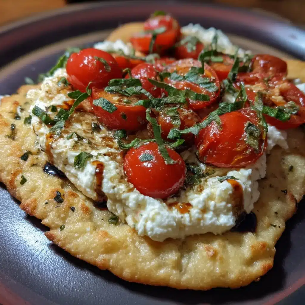 Savory Herbed Ricotta Flatbread with Jammy Tomatoes
