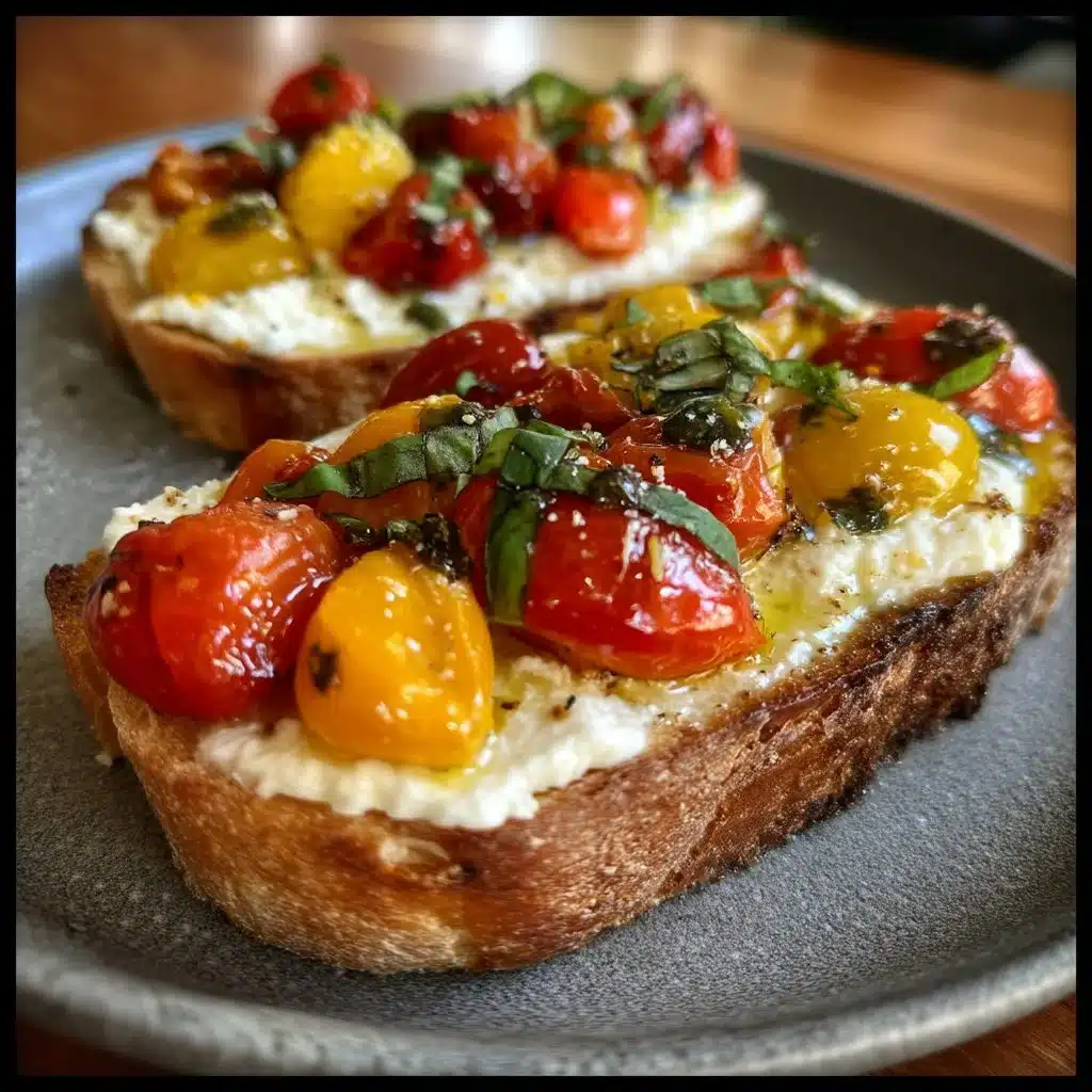 Savory Ricotta Toast with Burst Tomatoes and Basil