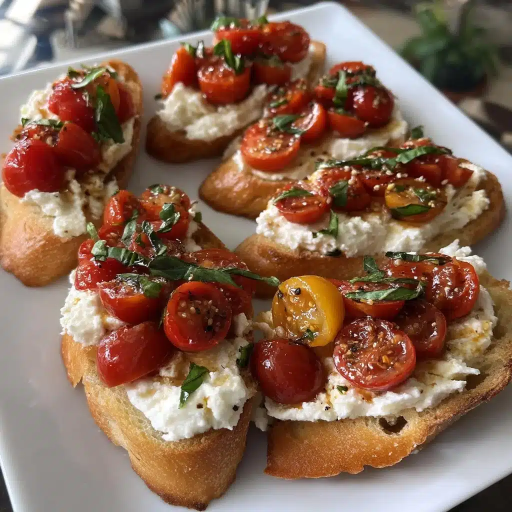 Savory Whipped Ricotta Crostini with Hot Honey Tomatoes