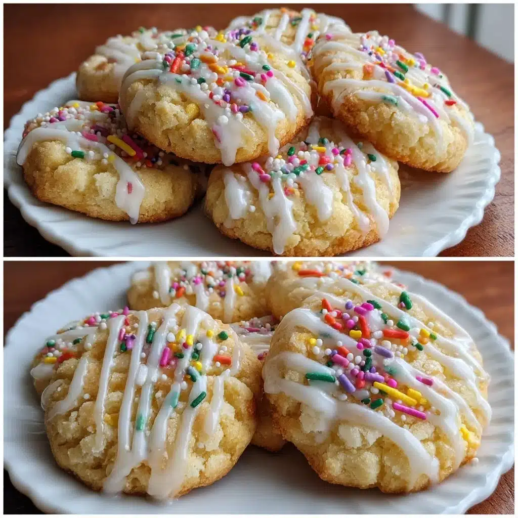Soft Almond Sprinkle Cookies with Vanilla Glaze