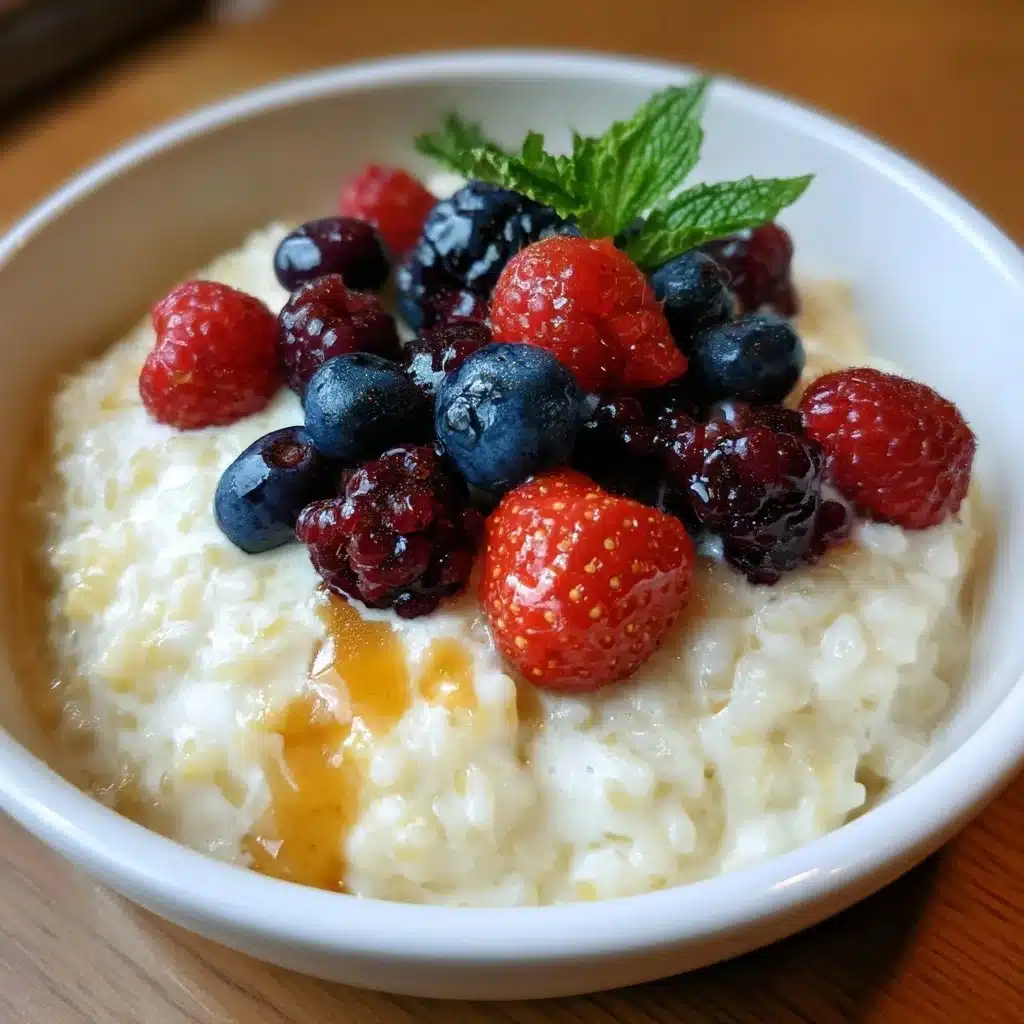 Vanilla Bean Rice Pudding with Honeyed Berries