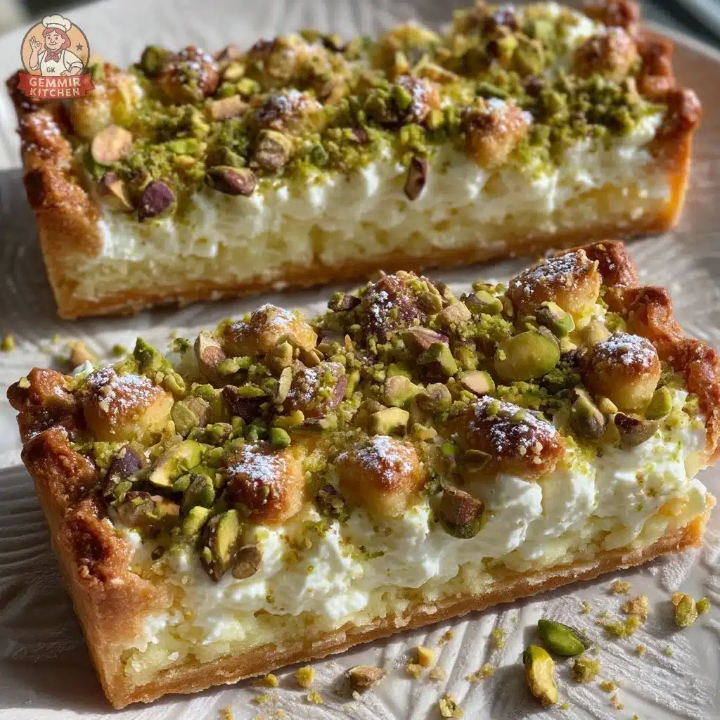 Yuzu-Pistachio Ricotta Tartlet served on a elegant dish