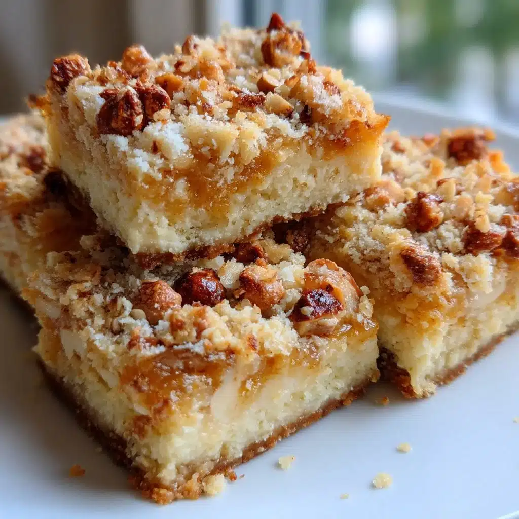 Apricot Hazelnut Mascarpone Layer Bars beautifully presented on a white plate