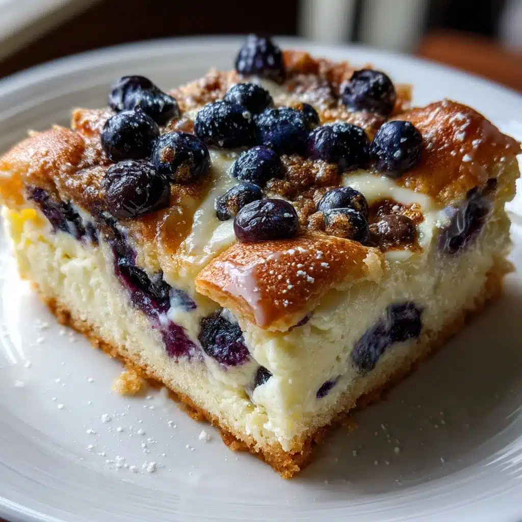 Delicious Blueberry Maple Mascarpone Breakfast Squares on a wooden table