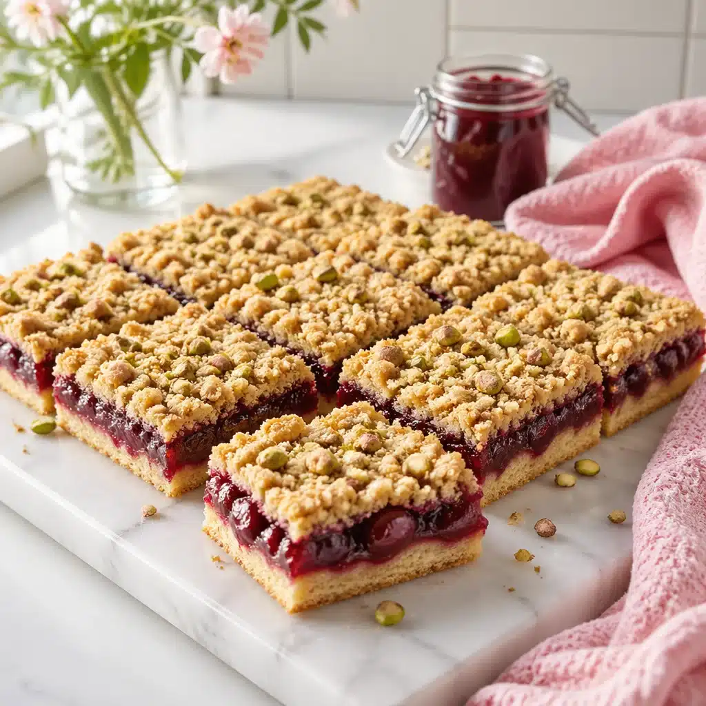 Cherry Pistachio Crumble (Golden Top, Jammy Fruit)