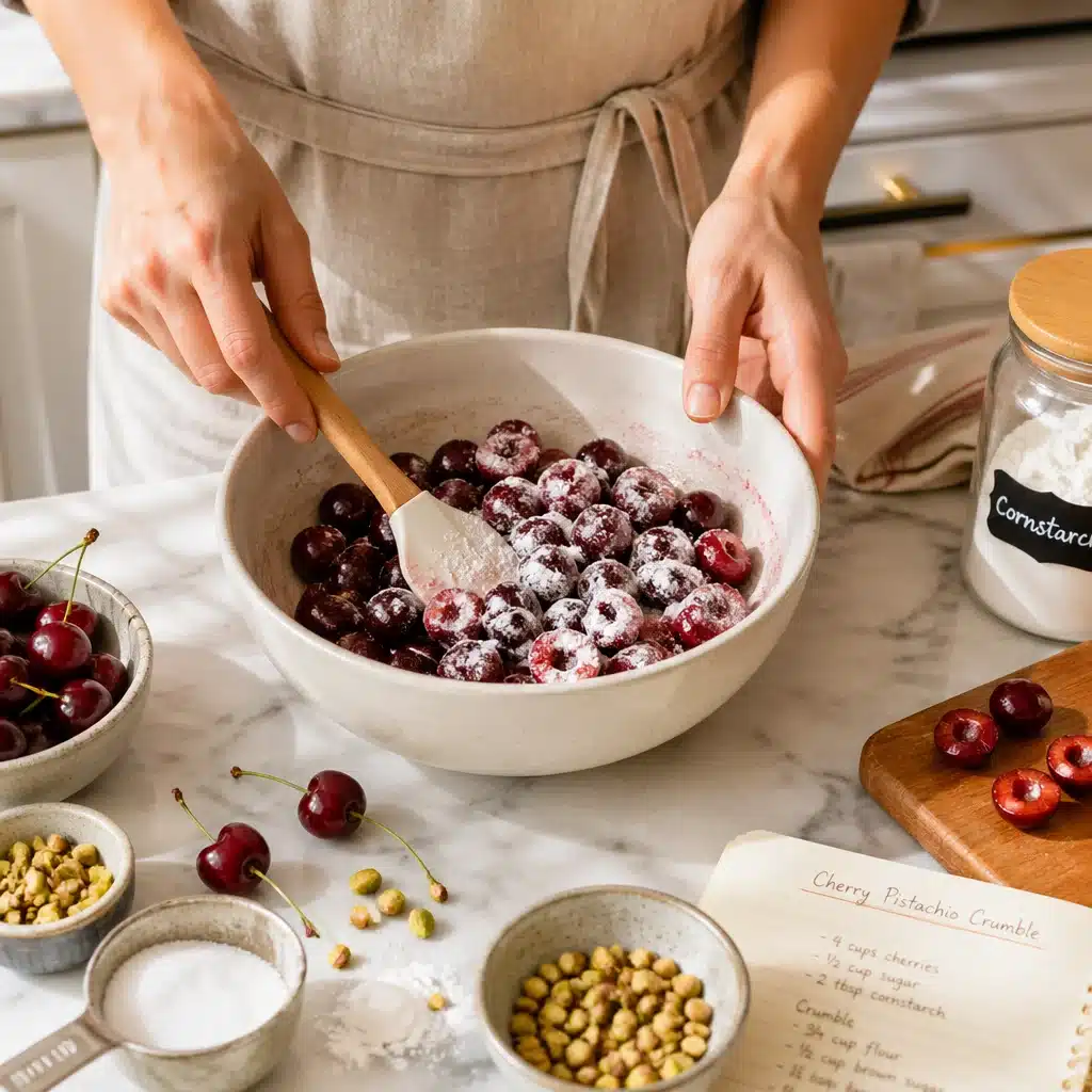 Cherry Pistachio Crumble: A Cozy, Jammy Fruit Delight