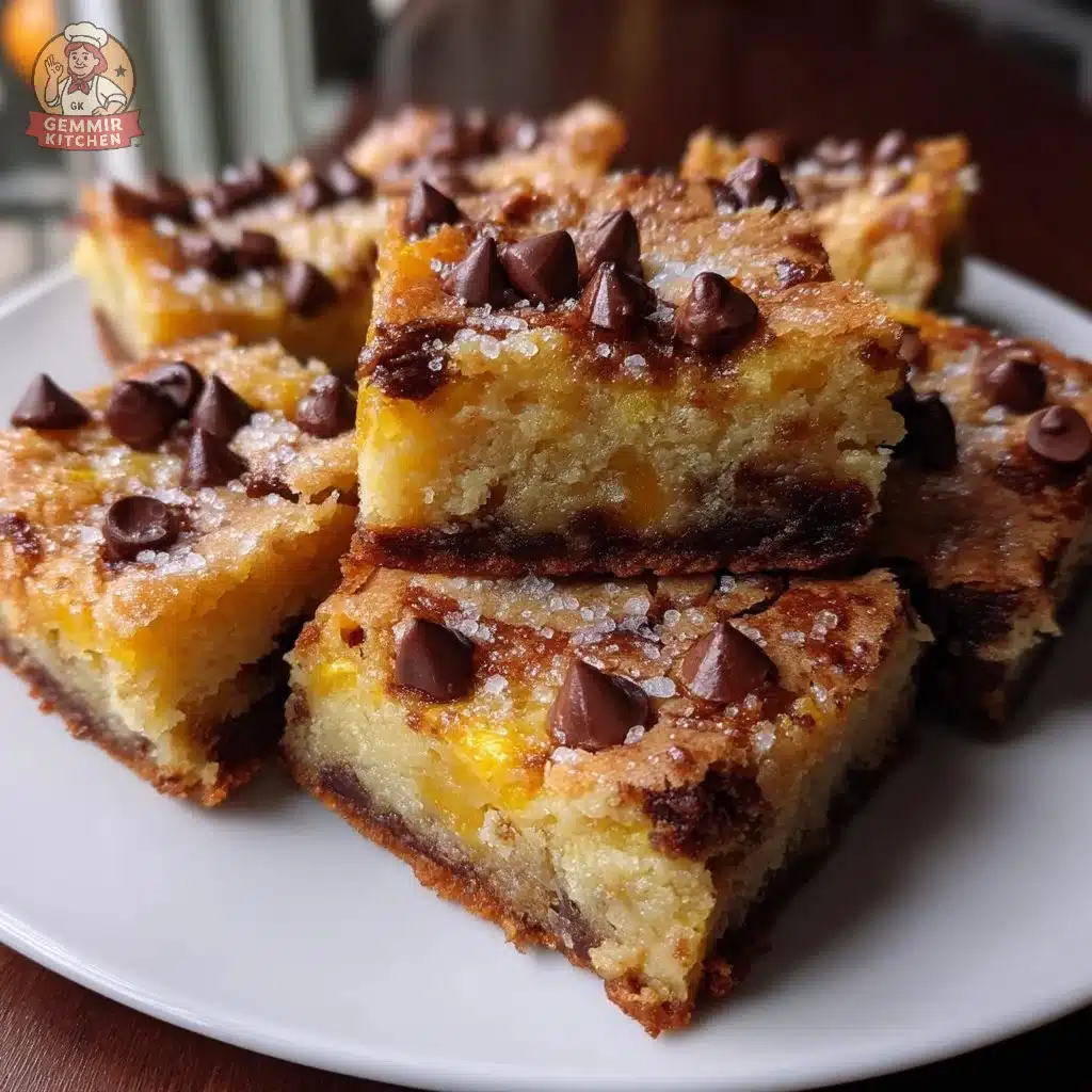 Delicious chocolate orange ricotta blondie bars on a marble countertop