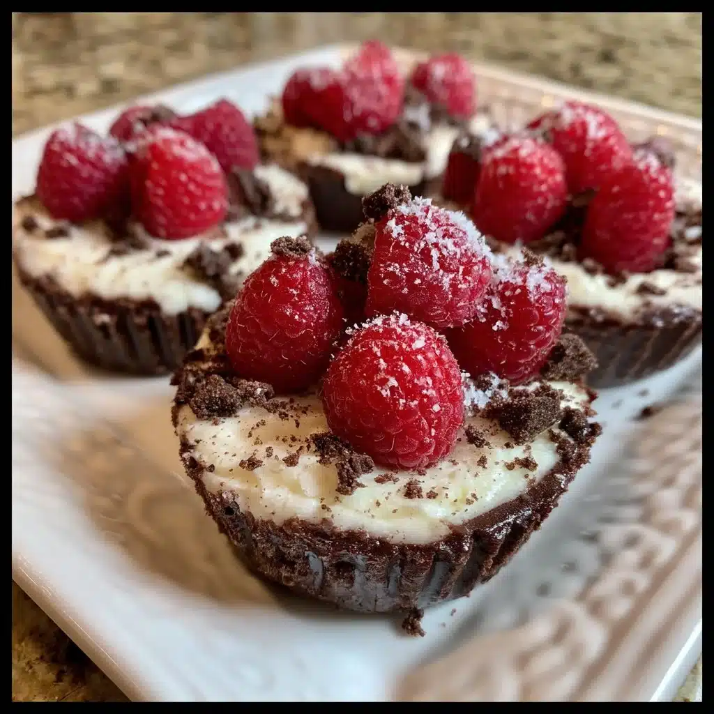 Chocolate raspberry cups with mascarpone filling in a dessert cup