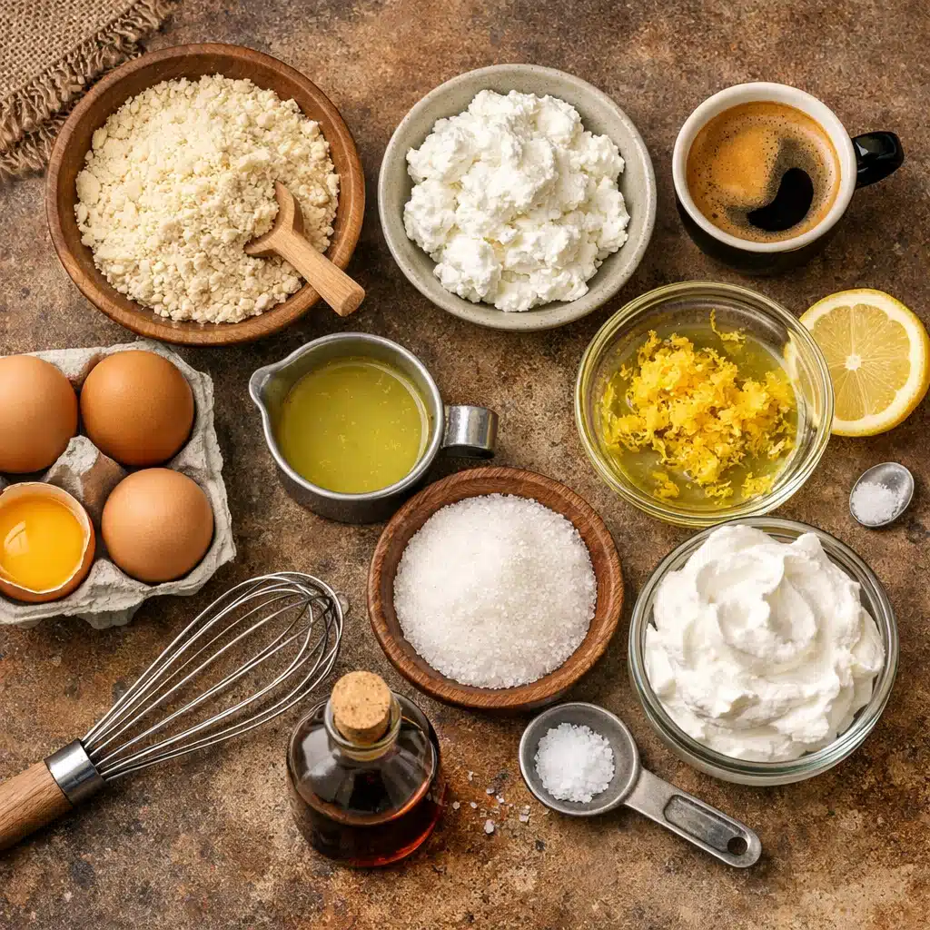 Decadent Espresso Almond Cake with Ricotta & Whipped Cream