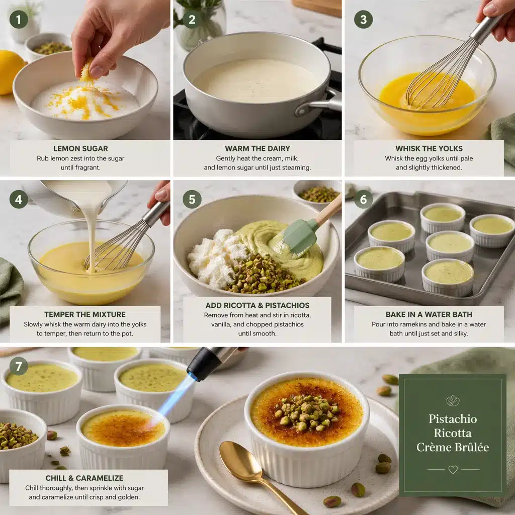 Decadent Pistachio Ricotta Crème Brûlée for a Sweet Escape