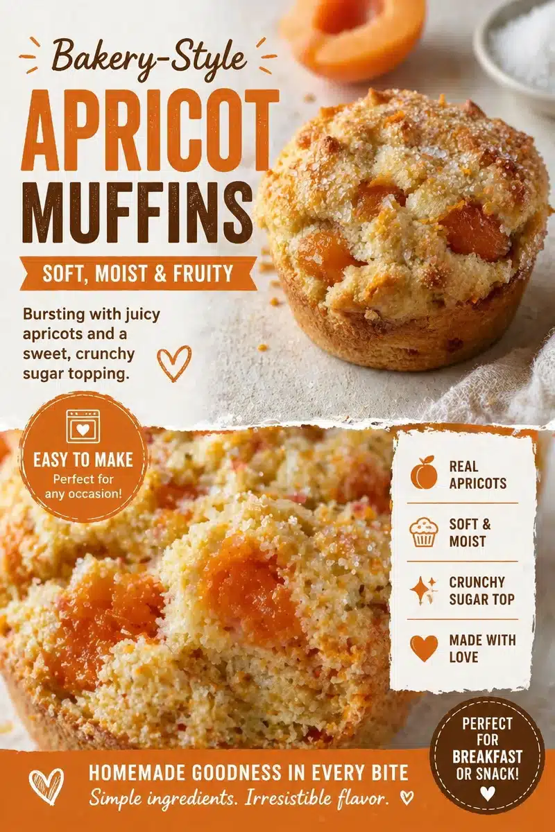 Apricot Orange Crumble Muffins (Bakery-Style, Tall Tops)