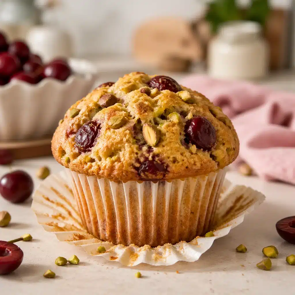Cherry Pistachio Muffins (Bakery-Style, Tall Tops)