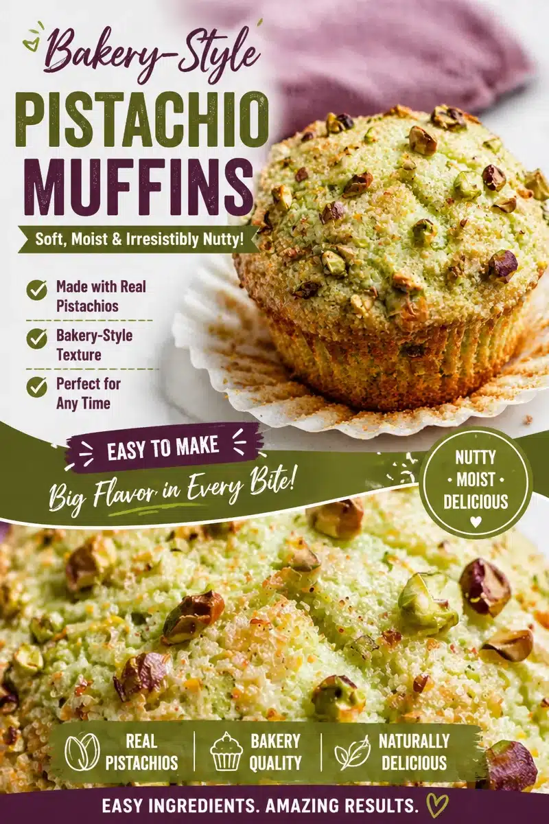 Delicious Cherry Pistachio Muffins with Tall Bakery-Style Tops